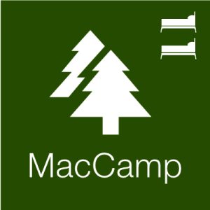 Mac Camp tree logo with 2 beds.