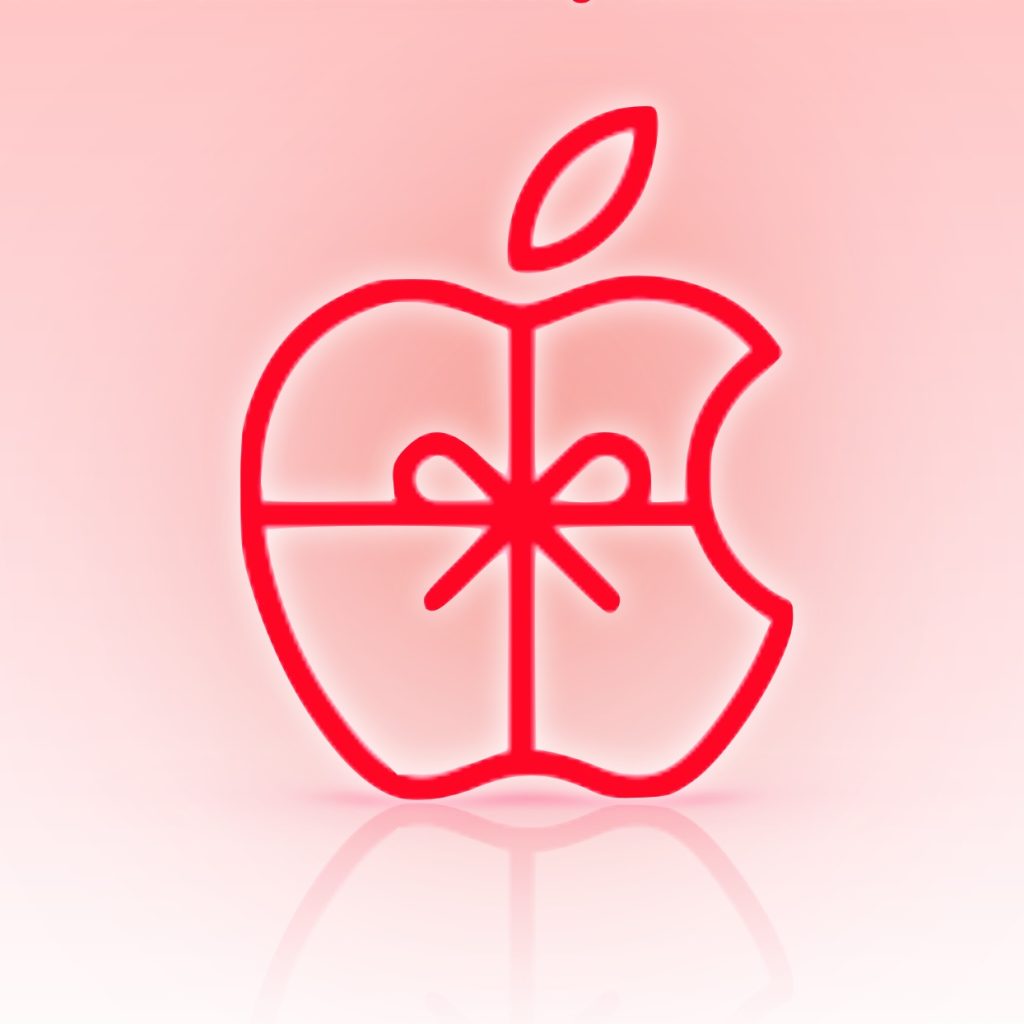 A Graphic of the Apple logo with a gift bow.
